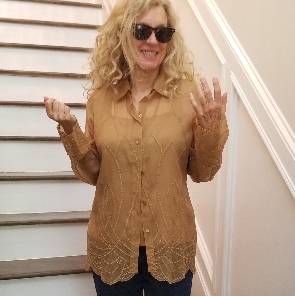 Randolph Duke Sheer Silk Beach to Street Tunic and Camisole, Size 10, $27
